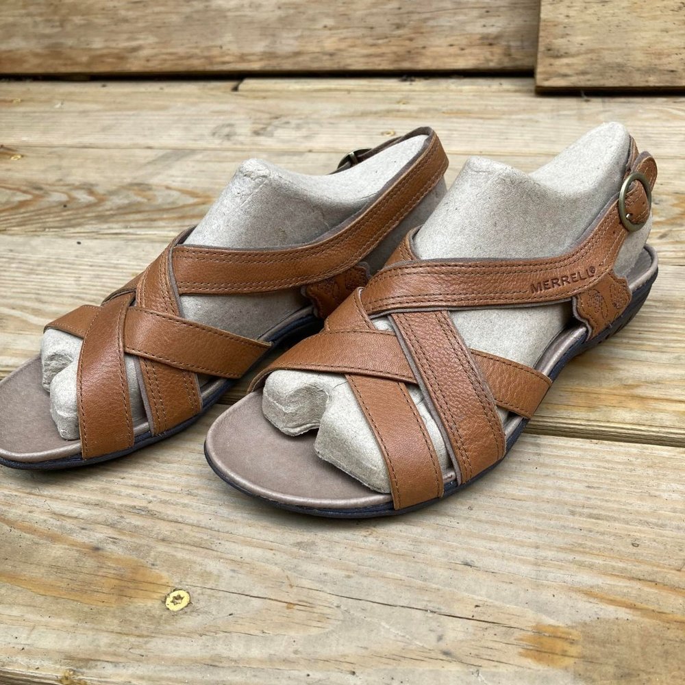 Merrell Bassoon leather sandals, tan, size 7